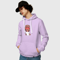Толстовка-худи хлопковая мужская Lil Pump: Esketit Style, цвет: лаванда — фото 2