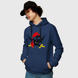 Толстовка-худи хлопковая мужская Пиратская футболка, цвет: тёмно-синий — фото 2
