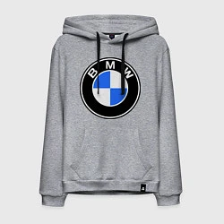 Толстовка-худи хлопковая мужская Logo BMW, цвет: меланж
