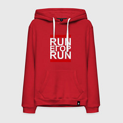 Толстовка-худи хлопковая мужская Run Егор Run, цвет: красный