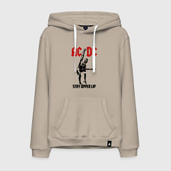 Толстовка-худи хлопковая мужская AC/DC: Stiff Upper Lip, цвет: миндальный