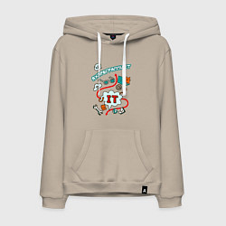 Толстовка-худи хлопковая мужская Я ж программист, цвет: миндальный