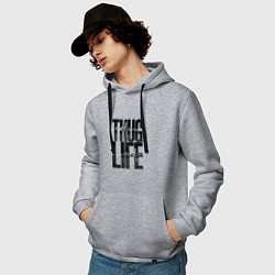 Толстовка-худи хлопковая мужская THUG LIFE, цвет: меланж — фото 2