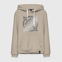 Толстовка-худи хлопковая мужская Звезда Сварога: серебро, цвет: миндальный
