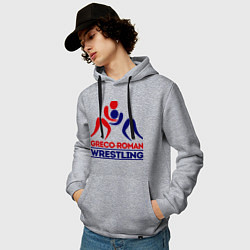 Толстовка-худи хлопковая мужская Greco-roman wrestling, цвет: меланж — фото 2