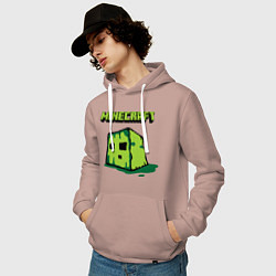 Толстовка-худи хлопковая мужская Minecraft Creeper, цвет: пыльно-розовый — фото 2