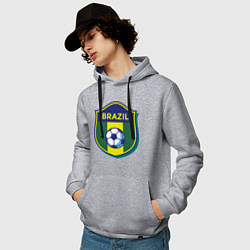 Толстовка-худи хлопковая мужская Brazil Football, цвет: меланж — фото 2