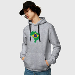 Толстовка-худи хлопковая мужская Brazil Country, цвет: меланж — фото 2