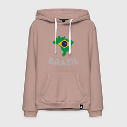 Толстовка-худи хлопковая мужская Brazil Country, цвет: пыльно-розовый