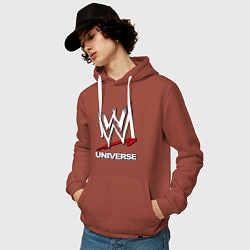 Толстовка-худи хлопковая мужская WWE universe, цвет: кирпичный — фото 2