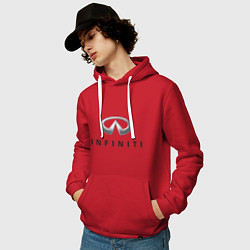 Толстовка-худи хлопковая мужская Logo Infiniti, цвет: красный — фото 2