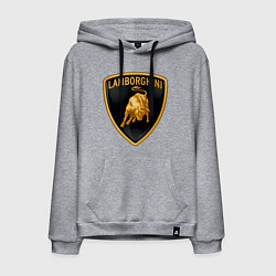 Толстовка-худи хлопковая мужская Lamborghini logo, цвет: меланж