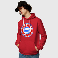 Толстовка-худи хлопковая мужская Bayern Munchen FC, цвет: красный — фото 2