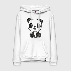 Толстовка-худи хлопковая мужская Малыш панда, цвет: белый