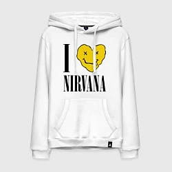 Толстовка-худи хлопковая мужская I love Nirvana, цвет: белый