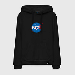 Толстовка-худи хлопковая мужская NASA N7, цвет: черный