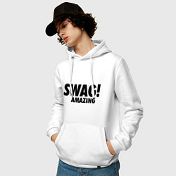 Толстовка-худи хлопковая мужская Swag Amazing, цвет: белый — фото 2