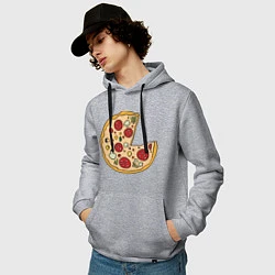 Толстовка-худи хлопковая мужская Пицца парная, цвет: меланж — фото 2