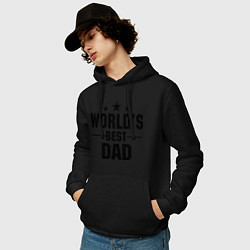 Толстовка-худи хлопковая мужская Worlds best DADDY, цвет: черный — фото 2