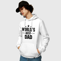 Толстовка-худи хлопковая мужская Worlds best DADDY, цвет: белый — фото 2