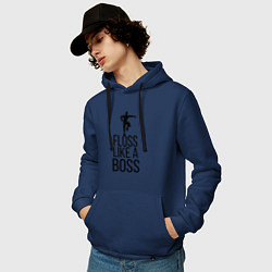 Толстовка-худи хлопковая мужская Floss like a boss, цвет: тёмно-синий — фото 2