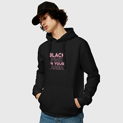 Толстовка-худи хлопковая мужская Black Pink in youe area, цвет: черный — фото 2