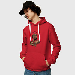 Толстовка-худи хлопковая мужская LeBron Style, цвет: красный — фото 2