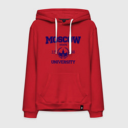Толстовка-худи хлопковая мужская MGU Moscow University, цвет: красный