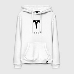 Толстовка-худи хлопковая мужская TESLA Mobile, цвет: белый