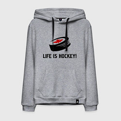 Толстовка-худи хлопковая мужская Life is hockey!, цвет: меланж