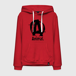 Толстовка-худи хлопковая мужская Animal Logo, цвет: красный