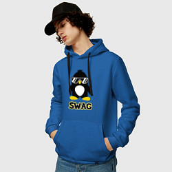 Толстовка-худи хлопковая мужская SWAG Penguin цвета синий — фото 2