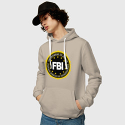 Толстовка-худи хлопковая мужская FBI Departament, цвет: миндальный — фото 2