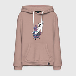 Толстовка-худи хлопковая мужская Marshmello x Llama, цвет: пыльно-розовый