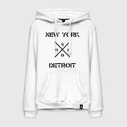 Толстовка-худи хлопковая мужская NY Detroit, цвет: белый