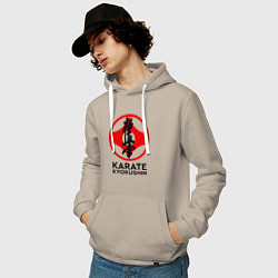 Толстовка-худи хлопковая мужская Karate Kyokushin, цвет: миндальный — фото 2