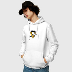 Толстовка-худи хлопковая мужская Pittsburgh Penguins: Evgeni Malkin, цвет: белый — фото 2