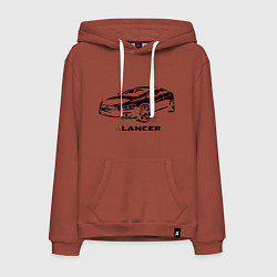 Толстовка-худи хлопковая мужская Mitsubishi lancer, цвет: кирпичный