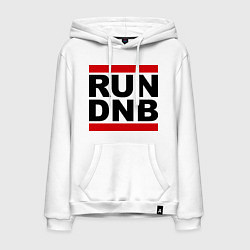 Толстовка-худи хлопковая мужская RUN DNB, цвет: белый