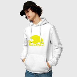 Толстовка-худи хлопковая мужская Слоники на закате, цвет: белый — фото 2