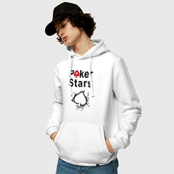 Толстовка-худи хлопковая мужская Poker Stars, цвет: белый — фото 2