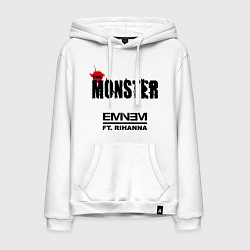 Толстовка-худи хлопковая мужская Eminem: The Monster, цвет: белый