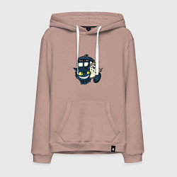 Толстовка-худи хлопковая мужская Tardis Totoro, цвет: пыльно-розовый