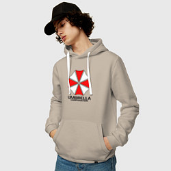 Толстовка-худи хлопковая мужская UMBRELLA CORP, цвет: миндальный — фото 2