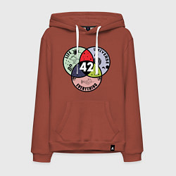 Толстовка-худи хлопковая мужская Life Universe Everything, цвет: кирпичный
