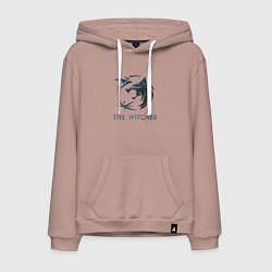 Толстовка-худи хлопковая мужская Ведьмак Белый волк Геральт, цвет: пыльно-розовый