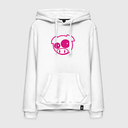 Толстовка-худи хлопковая мужская Subaru Power Pig, цвет: белый