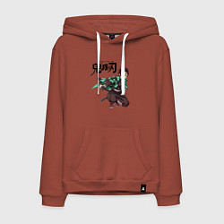 Толстовка-худи хлопковая мужская KIMETSU NO YAIBA, цвет: кирпичный