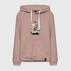 Толстовка-худи хлопковая мужская BT21, цвет: пыльно-розовый