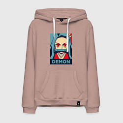 Толстовка-худи хлопковая мужская Незуко Камадо, цвет: пыльно-розовый